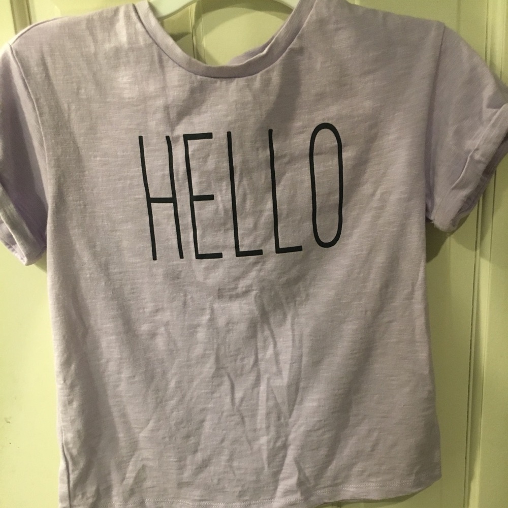 “Hello” girls purple shirt